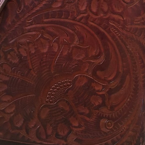 Vintage Mexican Western tooled leather bag - Picture 4 of 11